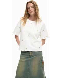 Desigual - Logo T-Shirt With Appliqués, Cotton - Lyst