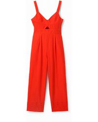 Desigual - Long Embroidered Strappy Jumpsuit - Lyst