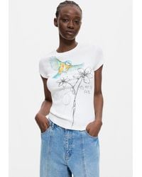 Desigual - Printed Flower T-Shirt, Cotton - Lyst