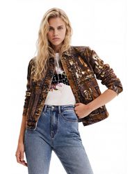 Desigual - Metallic Denim Trucker Jacket, Cotton - Lyst