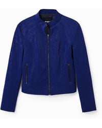 Desigual - Suede-Effect Jacket, Polyurethane - Lyst