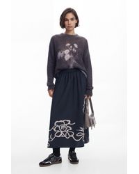 Desigual - Long Floral Skirt, Cotton - Lyst