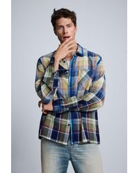 Desigual - Karohemd Mit Spray-Print, Herren, Baumwolle, Grün - Lyst