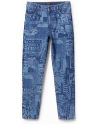 Desigual - Laser Print Carrot Jeans, Cotton - Lyst