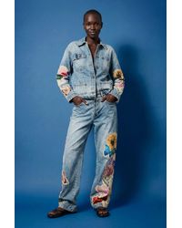 Desigual - Floral Printed Jeans, Cotton - Lyst
