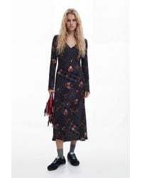 Desigual - Midi Dress With Checks, Viscose - Lyst