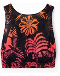Desigual - Short Tropical Top With Straps, Viscose - Lyst
