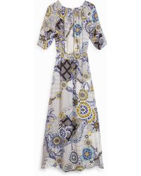 Desigual - Langes, Ausgestelltes Kleid Mit Geometrisch Blumigem Muster - Lyst