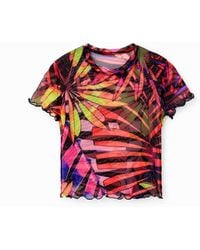 Desigual - Short Tropical Tulle T-Shirt, Polyester - Lyst