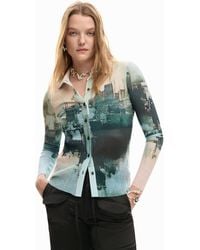 Desigual - Buttoned Texture T-Shirt, Polyester - Lyst