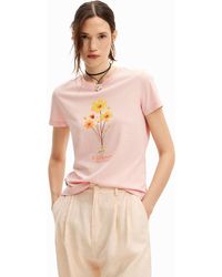 Desigual - Short-sleeved T-shirt With Flowers. - Lyst