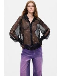 Desigual - Sheer Floral Blouse, Polyester - Lyst