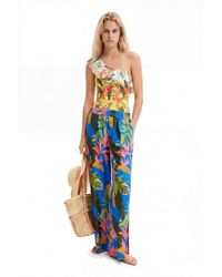 Desigual - Tropical Wide-Leg Trousers, Viscose - Lyst