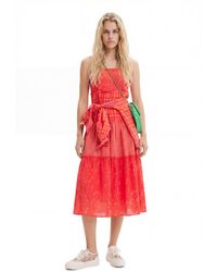 Desigual - Long Patchwork Strappy Dress, Polyester - Lyst