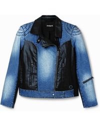 Desigual - Hybrid Denim Biker Jacket - Lyst