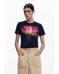 Desigual - Large Flower T-Shirt, Cotton - Lyst
