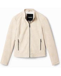 Desigual - Suede-Effect Biker Jacket, Polyurethane - Lyst