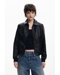 Desigual - Faux Leather Biker Jacket - Lyst
