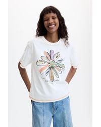 Desigual - Floral Print T-Shirt 100% Cotton, Cotton - Lyst