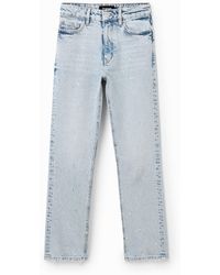 Desigual - Rhinestone Straight Jeans, Cotton - Lyst