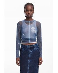 Desigual - Denim-Effect Sweater - Lyst