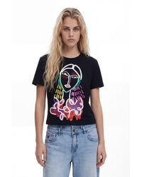 Desigual - Arty Print T-Shirt, Cotton - Lyst