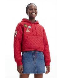 Desigual - Padded Hoodie With Patches, Polyamide - Lyst