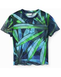 Desigual - Short Tropical Tulle T-Shirt, Polyester - Lyst