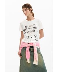 Desigual - Mickey And Minnie Mouse Heart T-Shirt, Cotton - Lyst