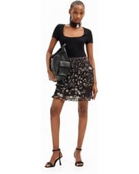 Desigual - Pleated Combination Mini Dress - Lyst