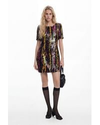 Desigual - Sequin Short Dress, Polyester - Lyst