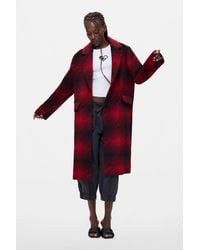 Desigual - Long Checkered Coat - Lyst