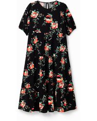 Desigual - Floral Midi Dress, Viscose - Lyst