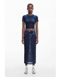 Desigual - Denim-Effect Skirt, Cotton - Lyst