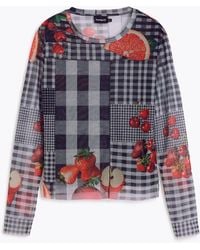 Desigual - Vichy Tulle Fruit T-Shirt, Polyester - Lyst