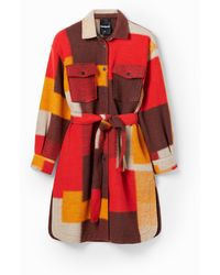 Desigual - Checked Overshirt Coat - Lyst