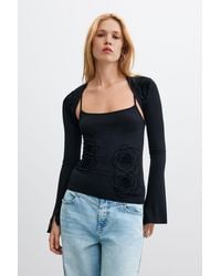 Desigual - 2-In-1 T-Shirt With Flocked Details, Viscose - Lyst