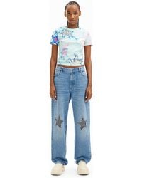 Desigual - Collina Strada Denim Trousers With Star Details - Lyst