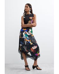 Desigual - Midi Collage Skirt, Viscose - Lyst