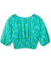 Desigual - Short Tie-Dye Puff-Sleeve Blouse, Polyester - Lyst