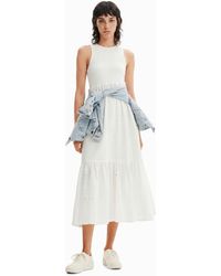 Desigual - Long Embroidered Combination Dress - Lyst