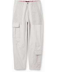 Desigual - Pantalon Cargo Patchwork, Coton, Blanc - Lyst
