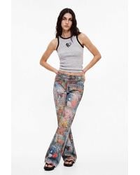 Desigual - Printed Flare Jeans, Cotton - Lyst