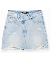 Desigual - Denim Criss-Cross Waist Mini Skirt - Lyst