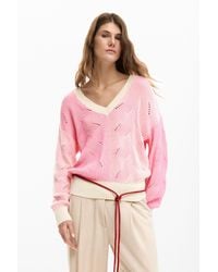 Desigual - Two-Tone Knitted Sweater, Cotton - Lyst