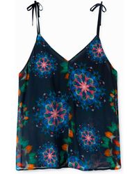 Desigual - Blouse With Straps And Mandalas, Viscose - Lyst