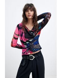 Desigual - Printed Knit T-Shirt M. C. Lacroix, Polyester - Lyst
