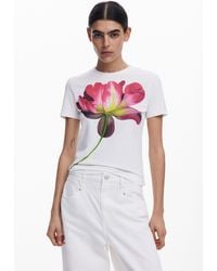 Desigual - Large Flower T-Shirt, Cotton - Lyst