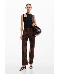 Desigual - Printed Denim Trousers, Cotton - Lyst