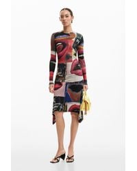 Desigual - Printed Dress Mouths, Viscose - Lyst